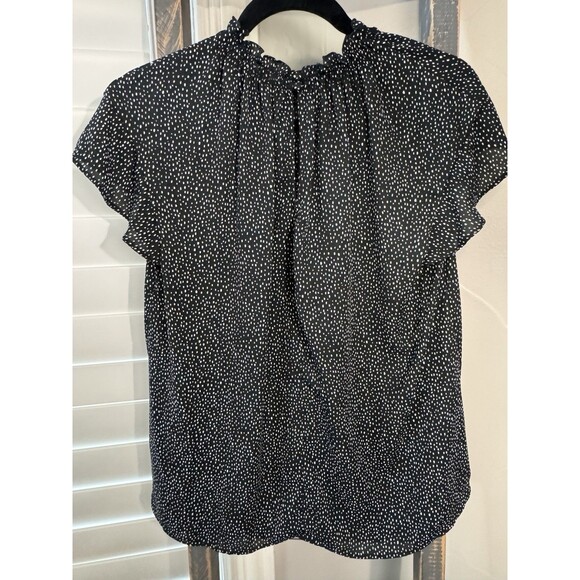 Express Ruffled Polka Dot Black White Short Sleeve Flowy Blouse Women’s Large - Picture 2 of 6